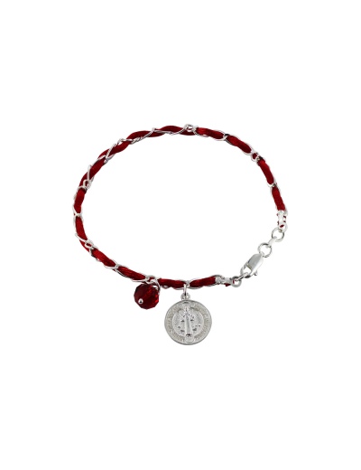 Pulsera roja san benito con 1 piedra