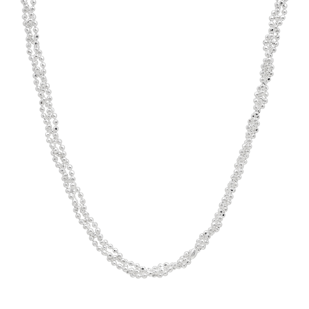 Cadena de Plata Bolitas 120 Diamantada Trenzada 3 Hilos D'Villalpando