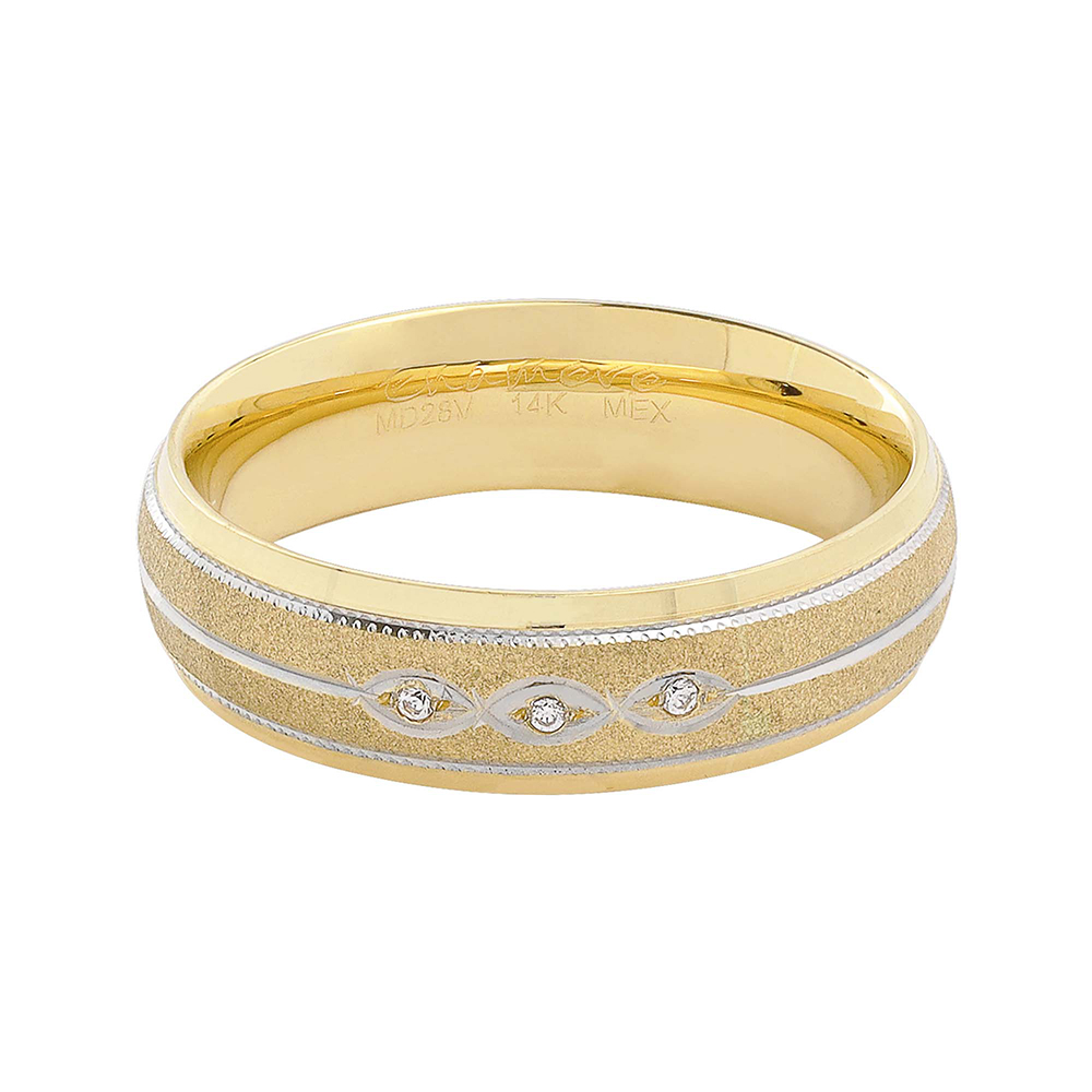 Argolla de Oro 14 k Confort con Piedras 6mm Enamoro CF004CPR