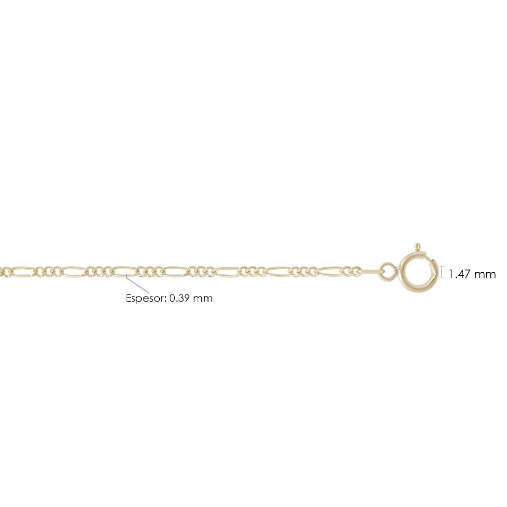 Cadena de Oro 10 k Fígaro 30 3x1 Ligera D´Villalpando